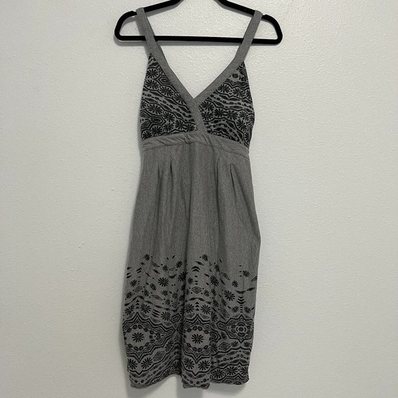 Athleta Womens Halter Gray Ikat Tribal Burnout Print Dress - Picture 1 of 7